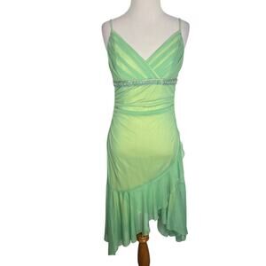 Vintage Y2K Babydoll Fairy Mesh Dress Prom Beaded City Triangles Women Small